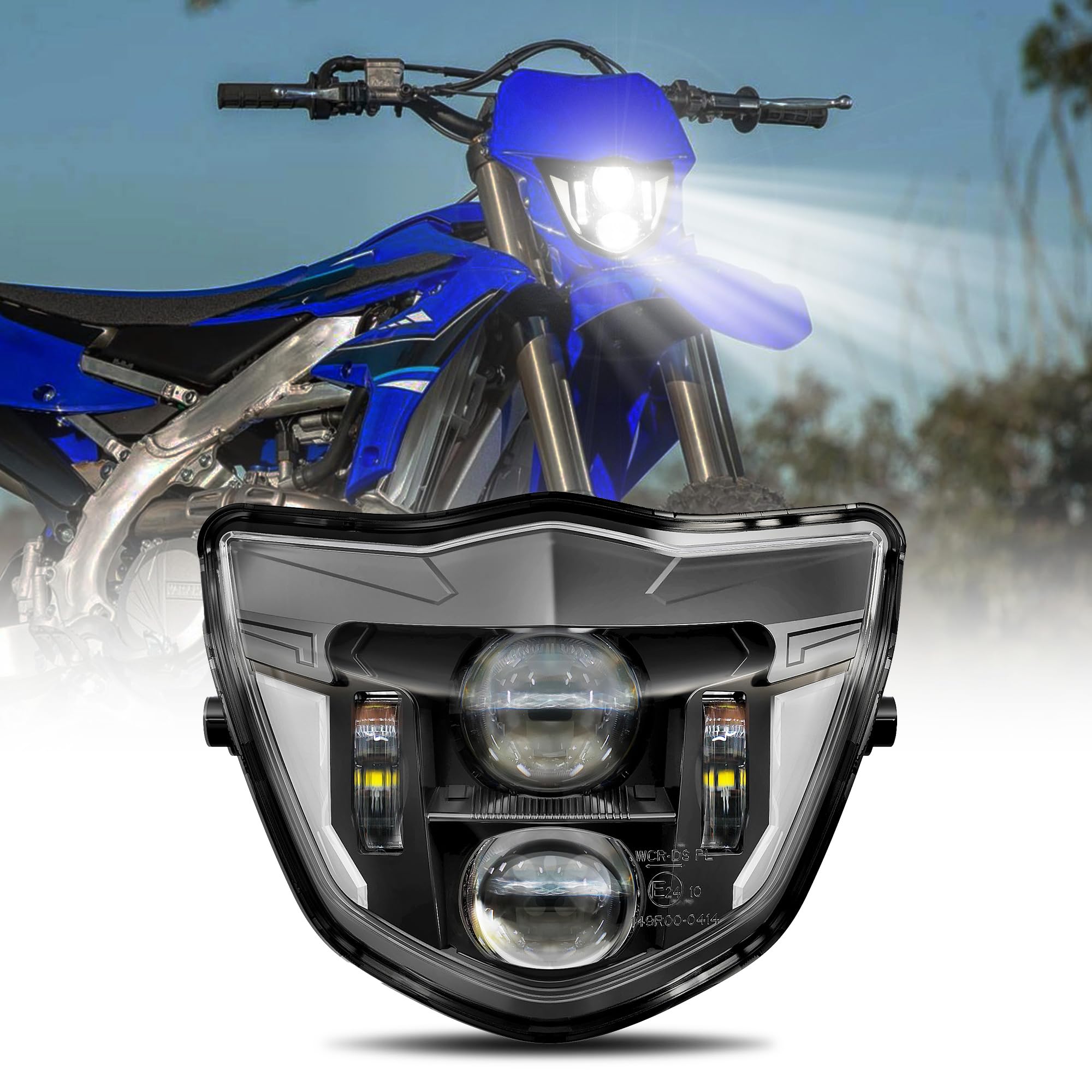 SUMHITIC Dirt Bike Headlight LED Motorcycle Headlamp Kit with DRL Fit for 2013-2023 Yamaha WR250F 400F 426F 450F, WR250 400 426